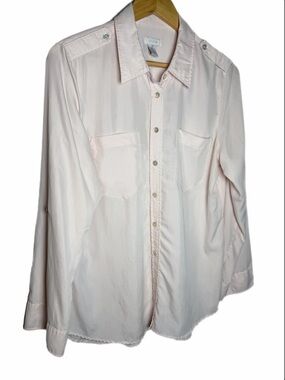 Chico’s Light Pink Button Down Rolled Sleeves Size 2 (12/14) Top